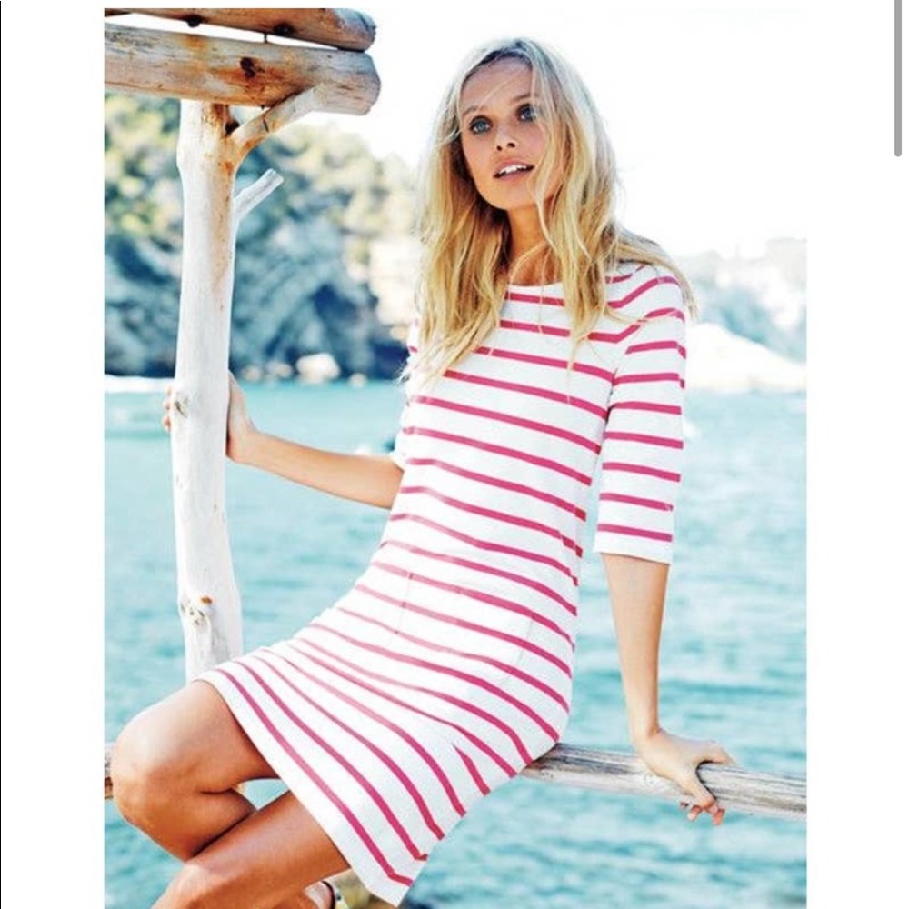 Boden Breton striped tunic dress size 10 pink and ivory.